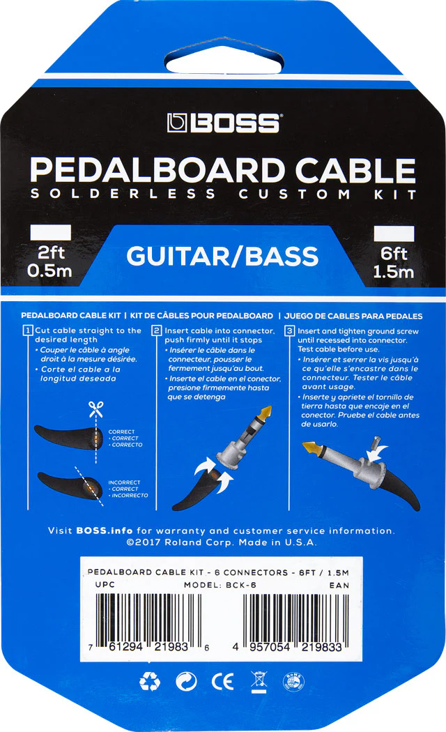 BOSS BCK-6 Pedal Board Cable Kit, 6 Connectors, 6ft/1.8 M Cable - Image 2