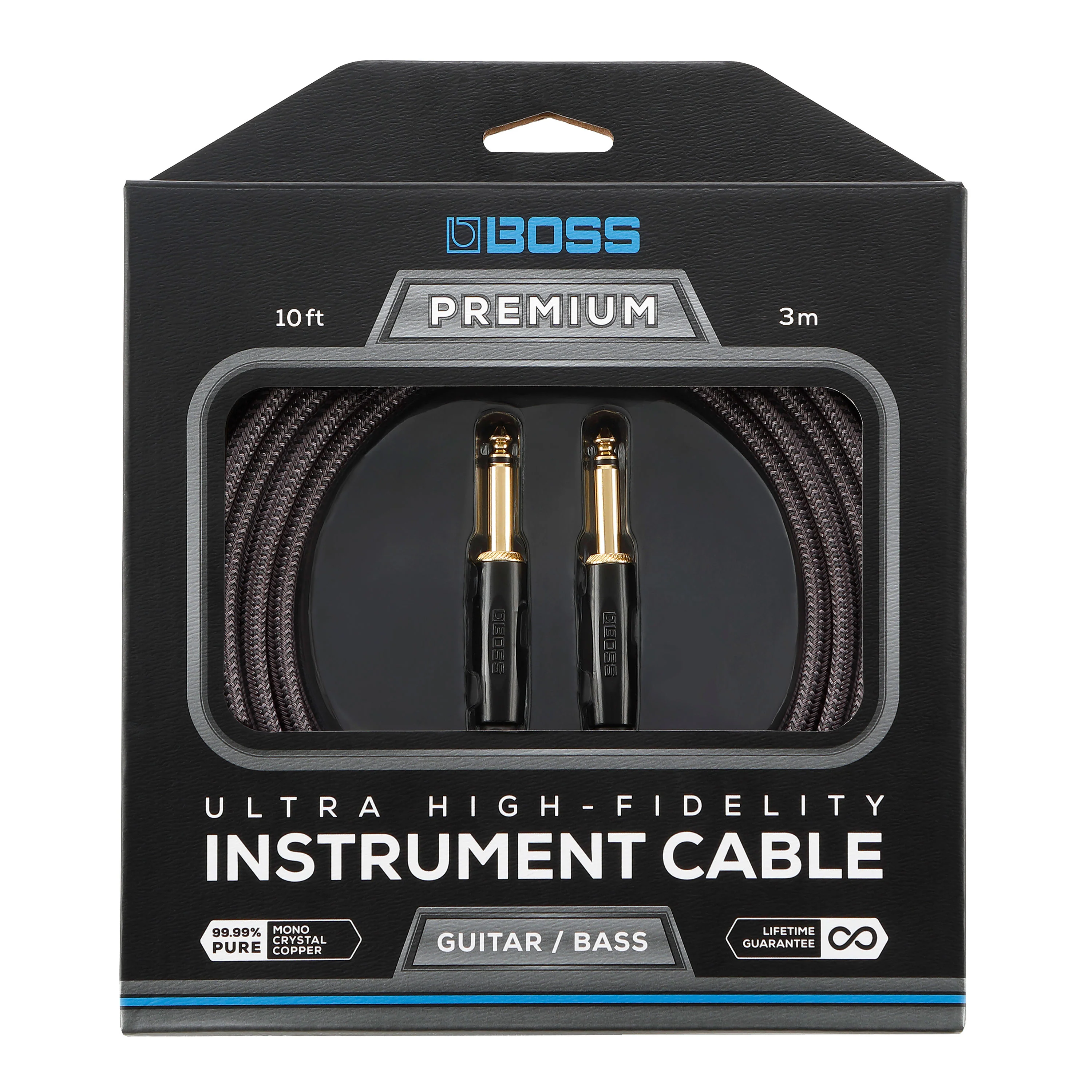 Boss BIC-P10 Premium Standard Instrument Cable, 10ft/3m, with 2 Straight Jacks - Image 3