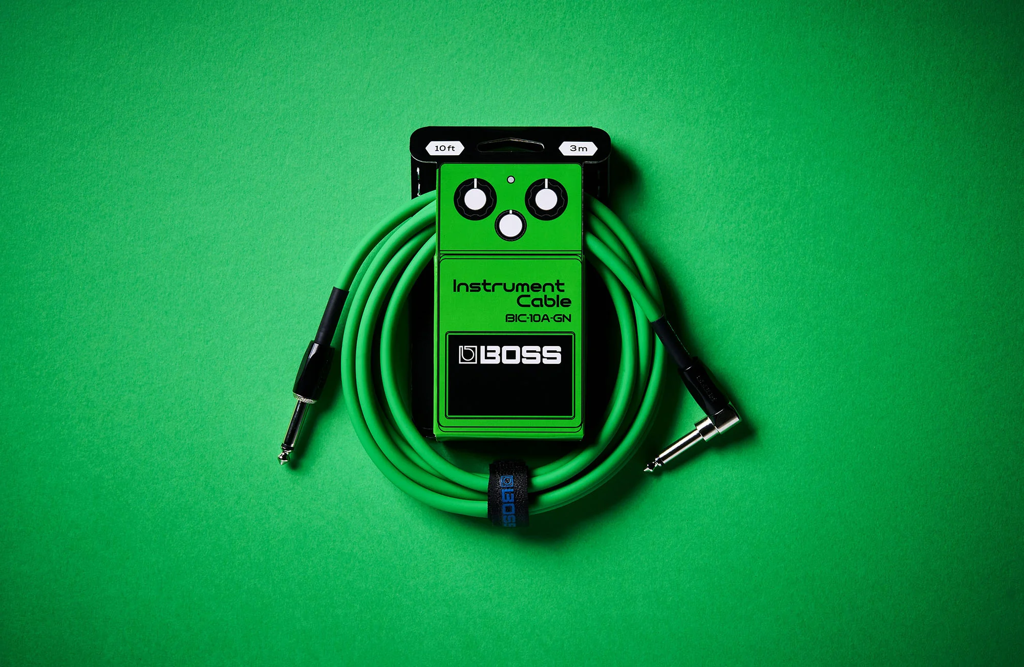 Boss BIC-10A-GN Instrument Cable, 10ft/3m, Angled/Straight 1/4" Jack, Green - Image 5