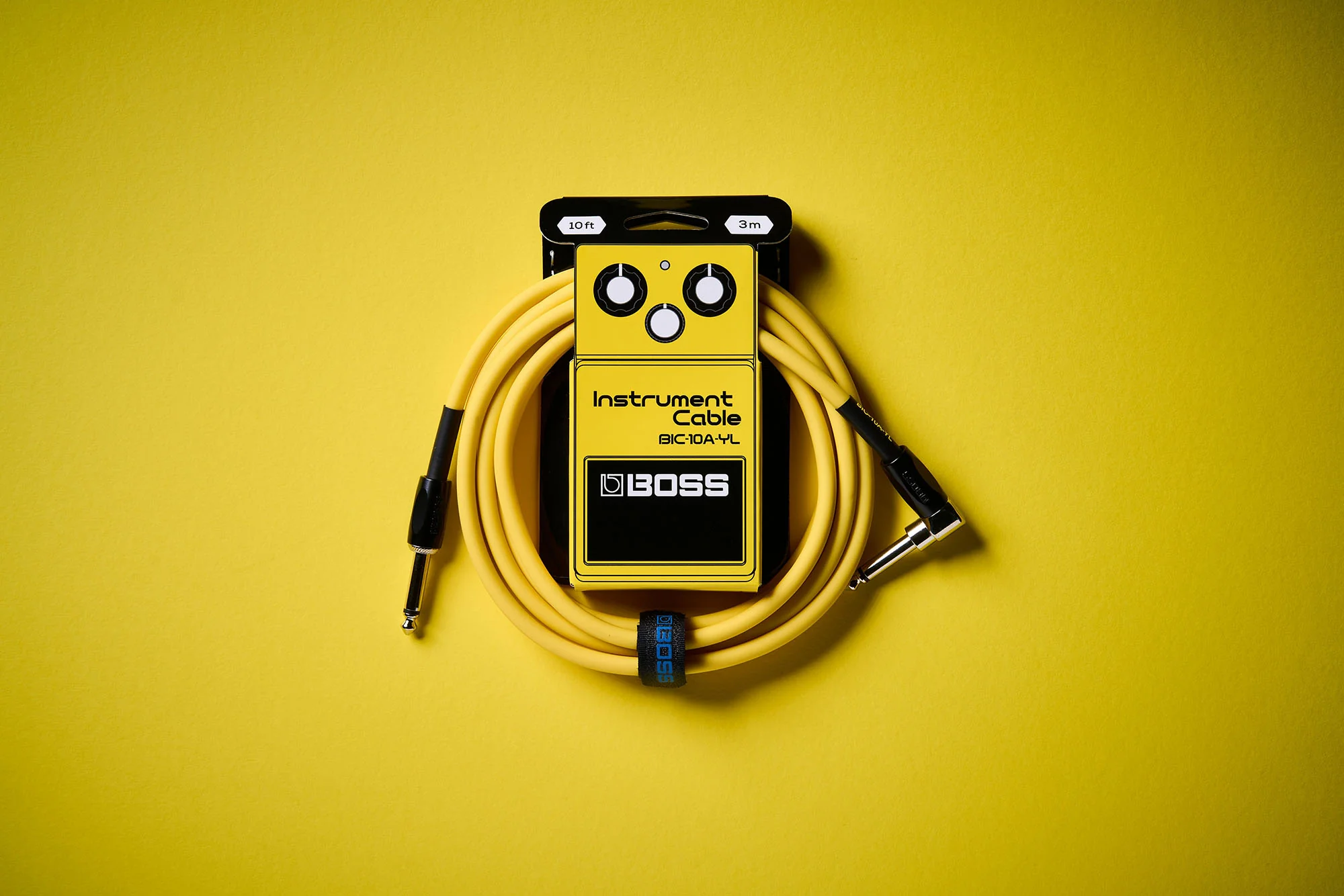 Boss BIC-10A-YL Instrument Cable, 10ft/3m, Angled/Straight 1/4" Jack, Yellow - Image 5