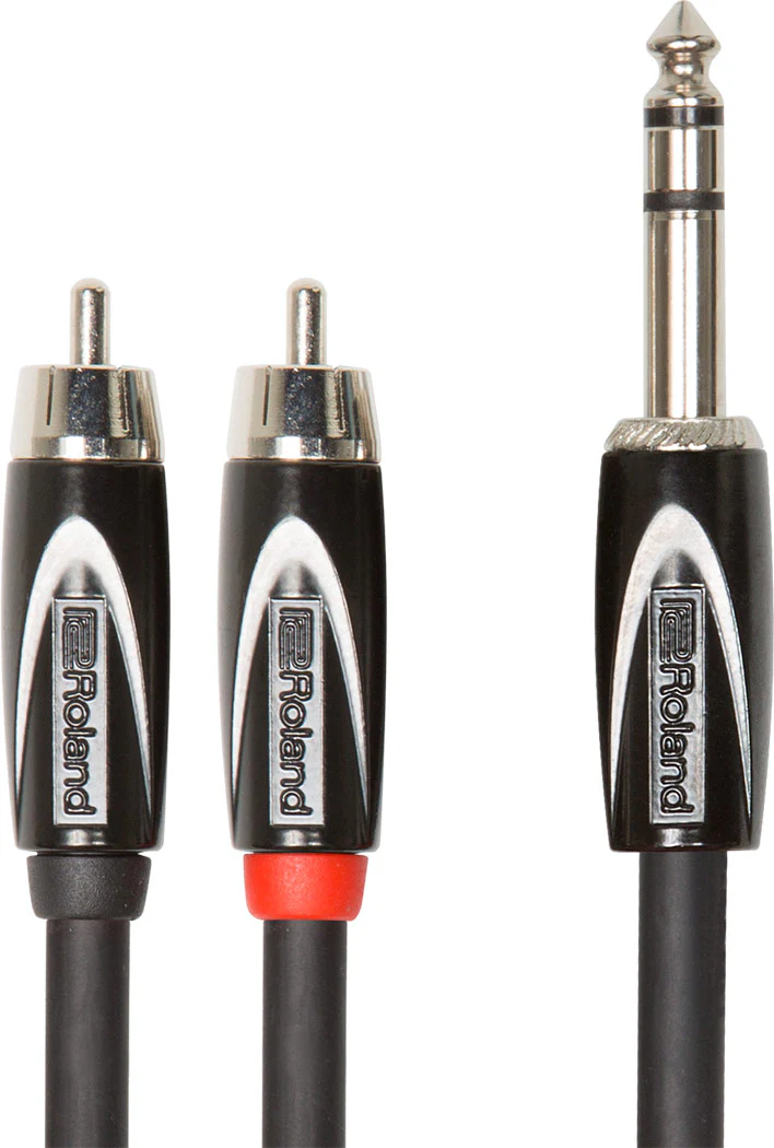 Roland RCC-10-TR2RV2 Interconnect Cable, 10ft/3m, 1/4" TRS(Male)-Dual RCA