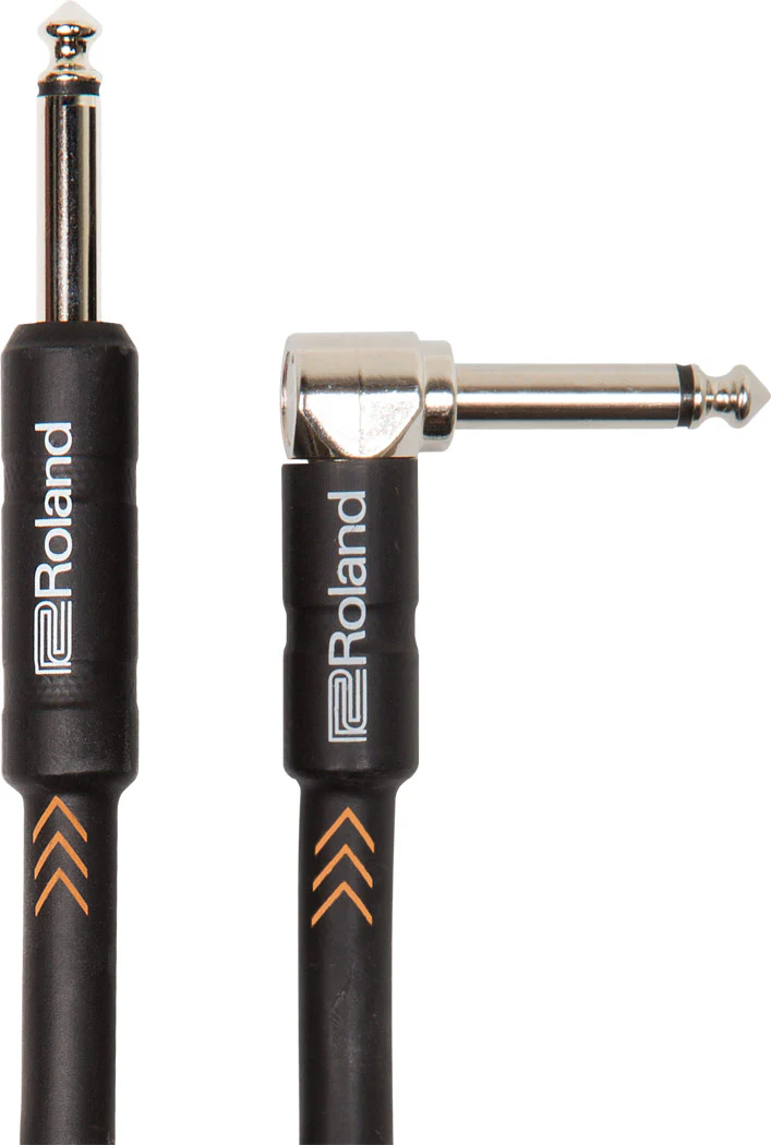 Roland RIC-B15A Instrument Cable, 15ft/4.5m,Angled/Straight 1/4" Jack, Black Series